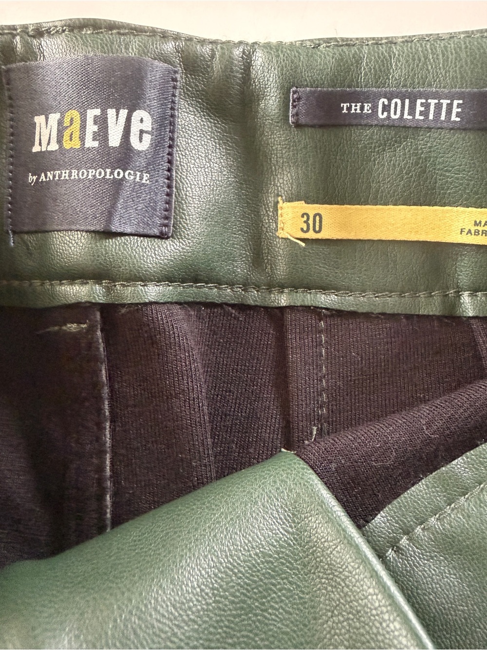 Anthropologie Maeve The Colette Faux Leather Wide Leg Pants Moss Green Size 30 - Picture 3 of 11